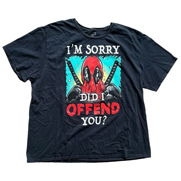 Marvel Deadpool I'm Sorry Did I Offend You Black Short Sleeve T-Shirt Size 3XL - Picture 1 of 7